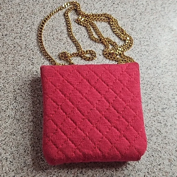 Chanel Red Cloth Front Flap Micro Gold Chain Purse Bag - Picture 3 of 8
